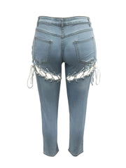  Sexy Lace Up Skinny Jeans