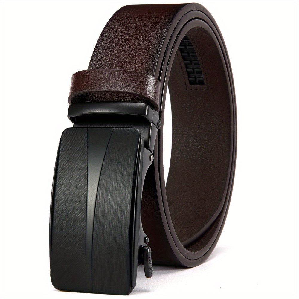 1pc Men's Leather Ratchet Belt Automatic Buckle Belts