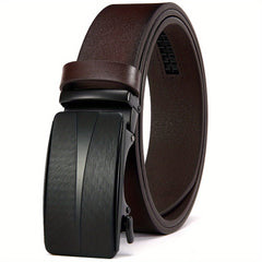 1pc Men's Leather Ratchet Belt Automatic Buckle Belts
