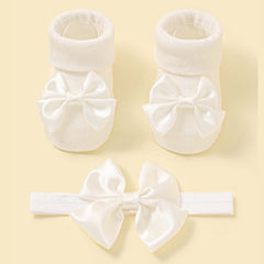 Baby Girls Bow Headband & Socks Gift Set