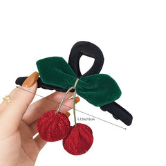 Cherry Flocked Big Hair Claw Clips Strong Hold Grip Hair Jaw Clip
