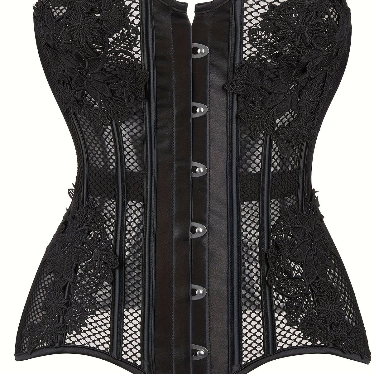 Mesh Strapless Corset Tummy Control Body Shaper Lace Up Slimmer Women's Lingerie