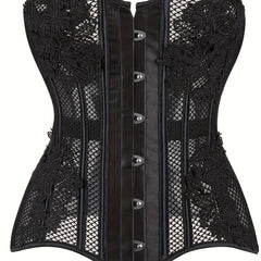 Mesh Strapless Corset Tummy Control Body Shaper Lace Up Slimmer Women's Lingerie