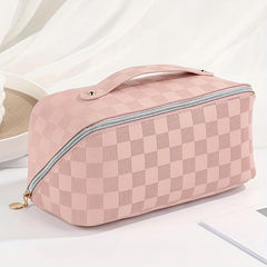 Checkerboard Pattern Cosmetic Bag Zipper Makeup Organizer