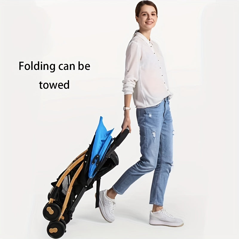 Panoramic Sunroof Awning Baby Stroller with One-handed Folding