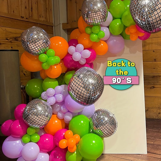 110pcs Disco Party Balloon Arch Flower Ring Set - Hip Hop Theme