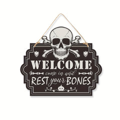 Scary Halloween Wood Grain Decoration Sign