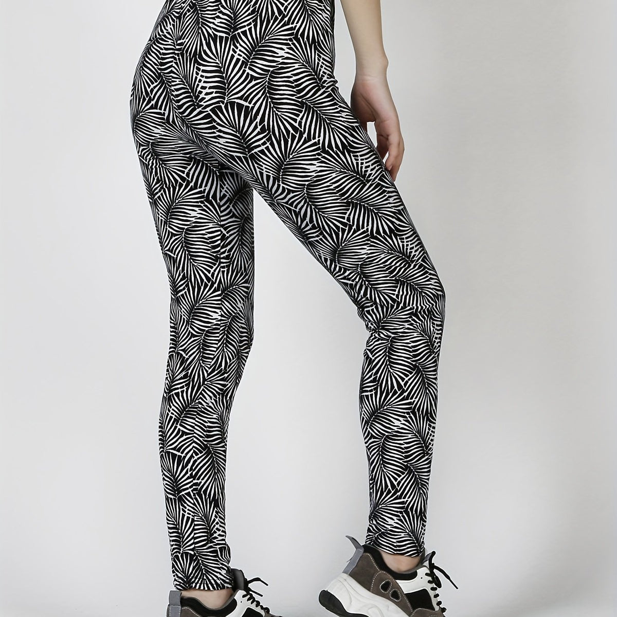 Leaf Print Skinny Leggings for Women