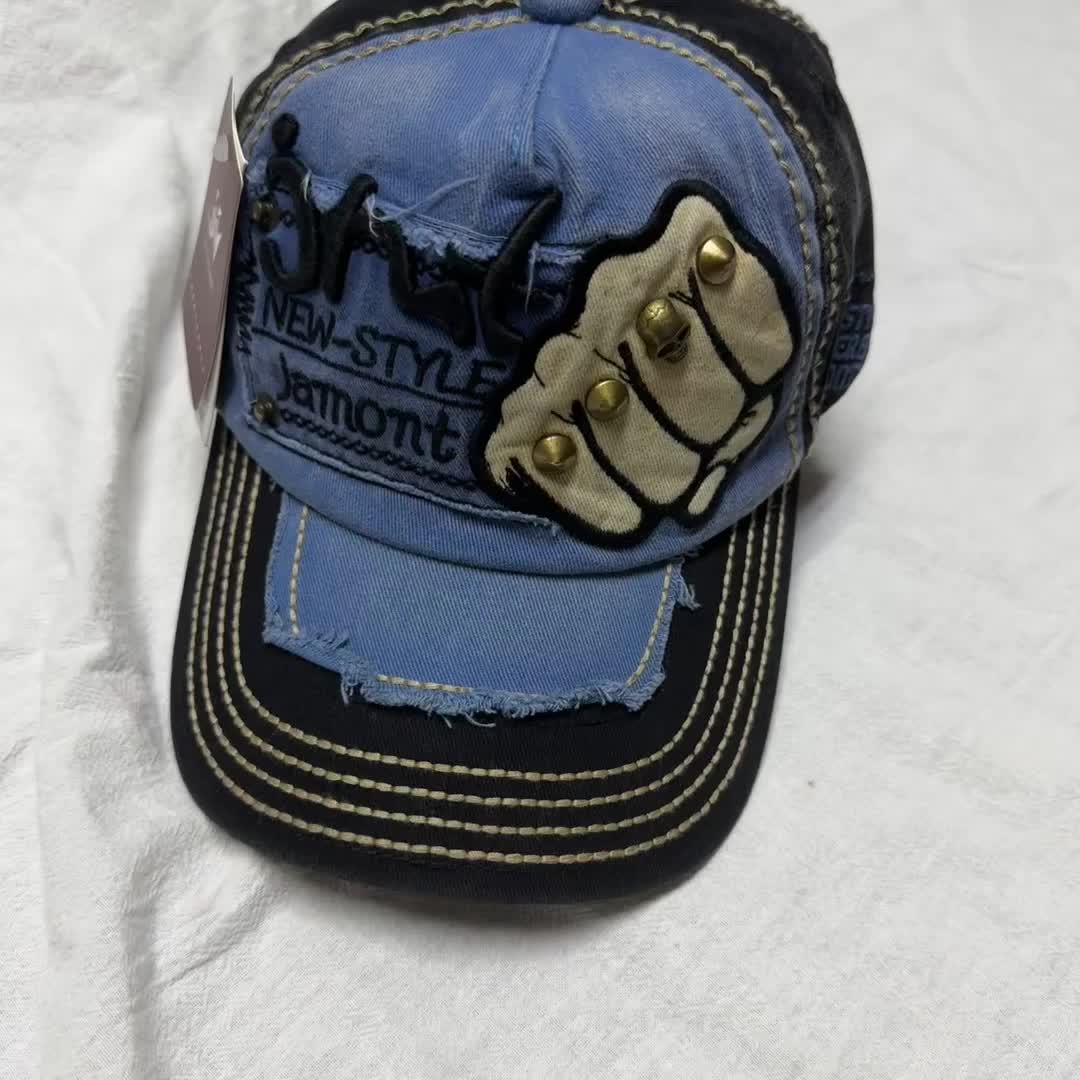 Cotton Sunshade Embroidered Fist Rivet Baseball Cap for Men