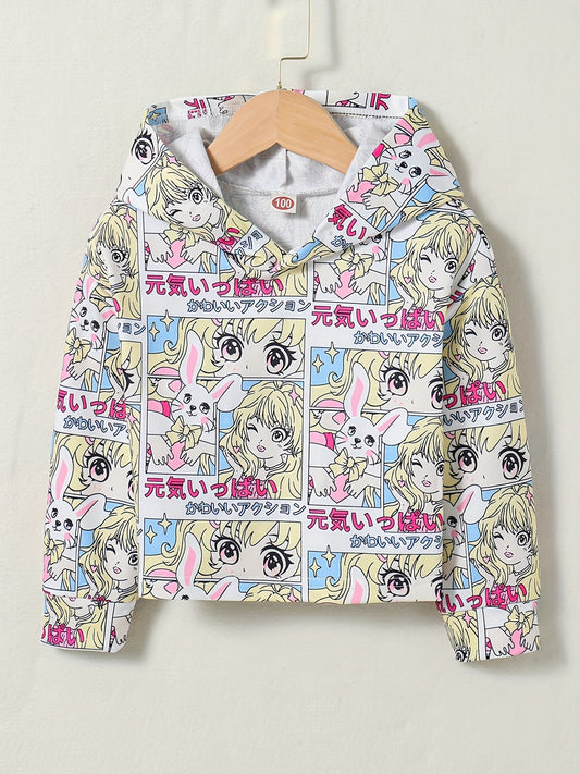 Girls' Anime Hooded Long Sleeve Sweatshirt Pullover Girl's Hoodie