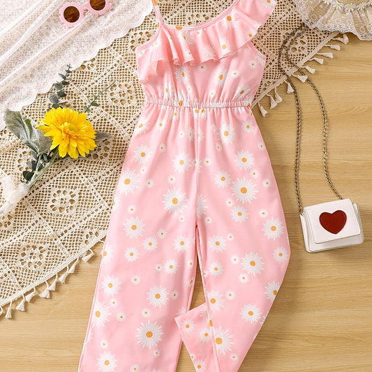 Toddler Girls Daisy Graphic Ruffle Trim Rompers