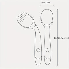 Kids Spoon Fork Candy 360 Rotation Eating Utensils Training Accessory