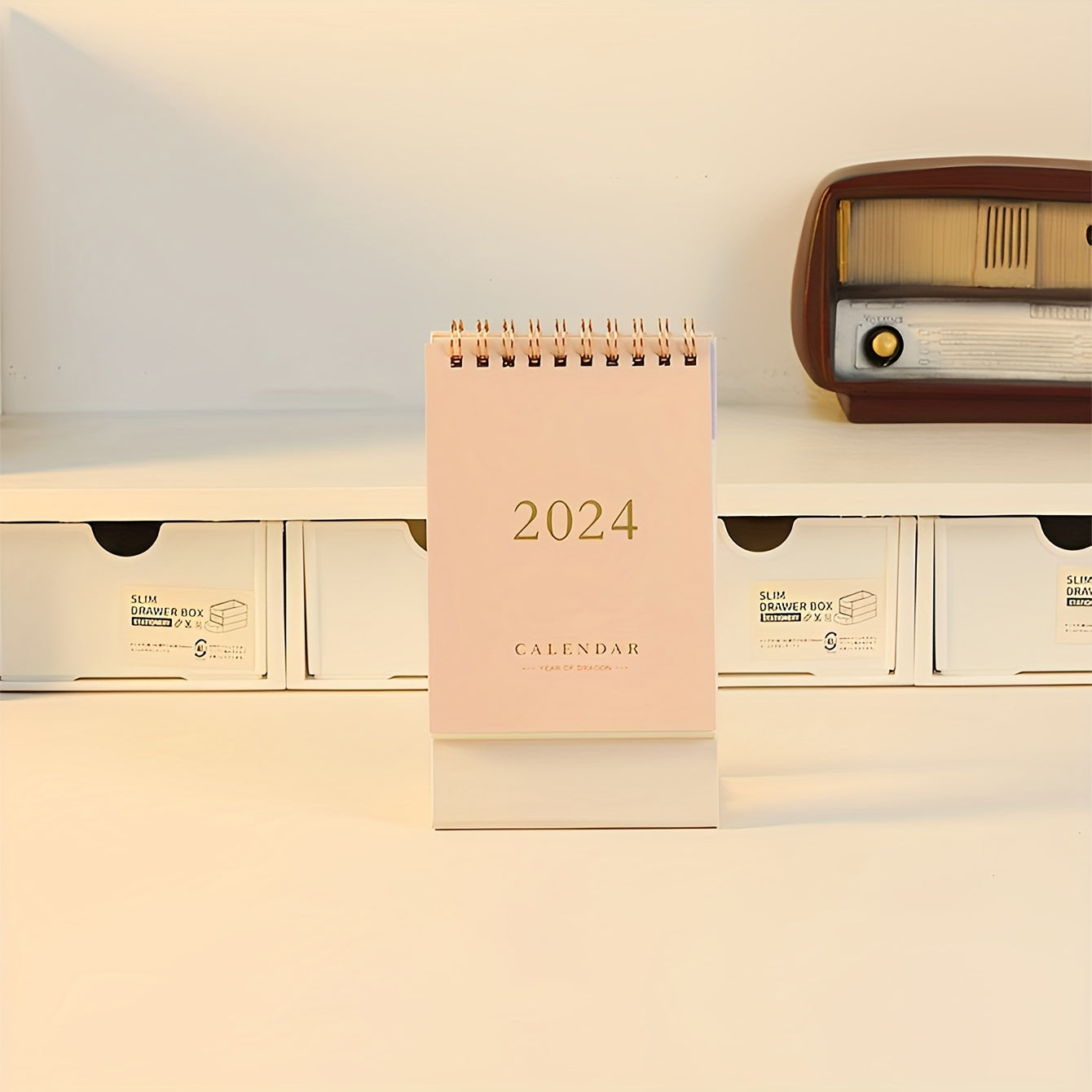 Pink Stamping Desk Calendar - Minimalist and Fresh