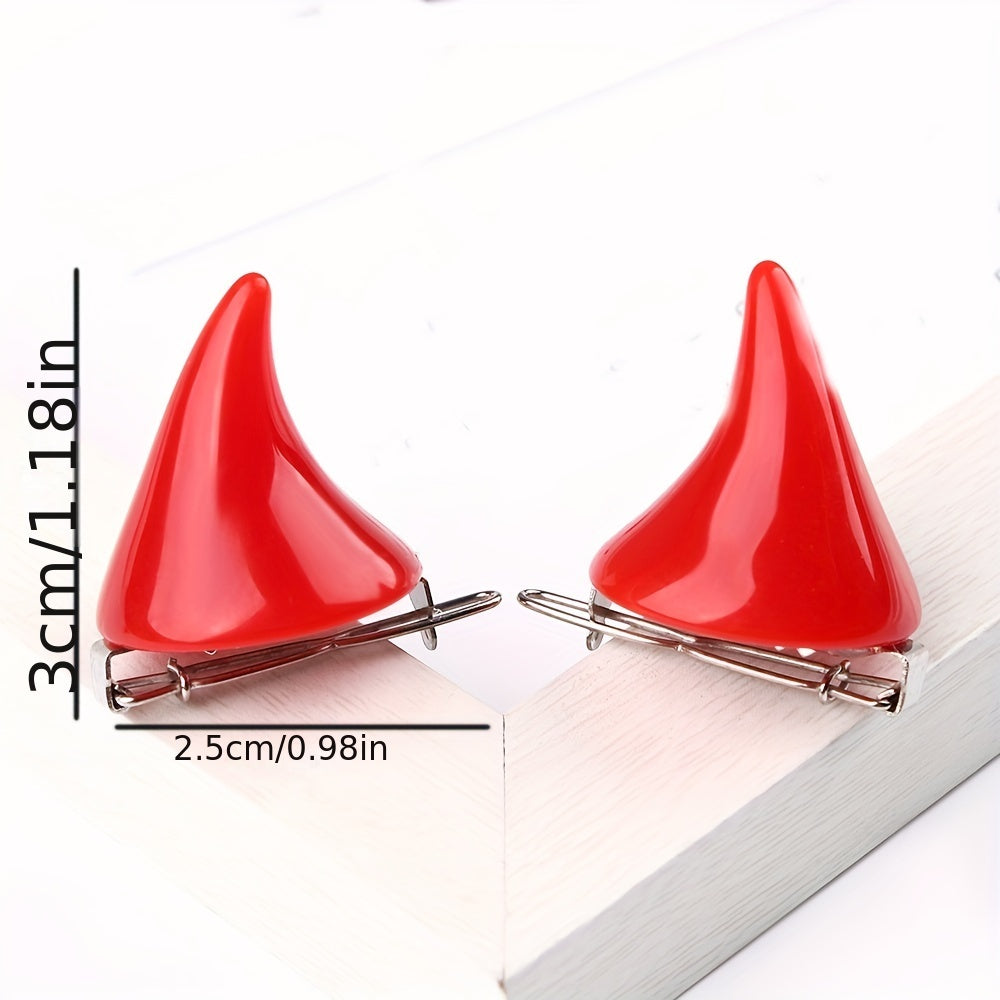 Resin Devil Horn Shaped Hair Clip for Halloween Party