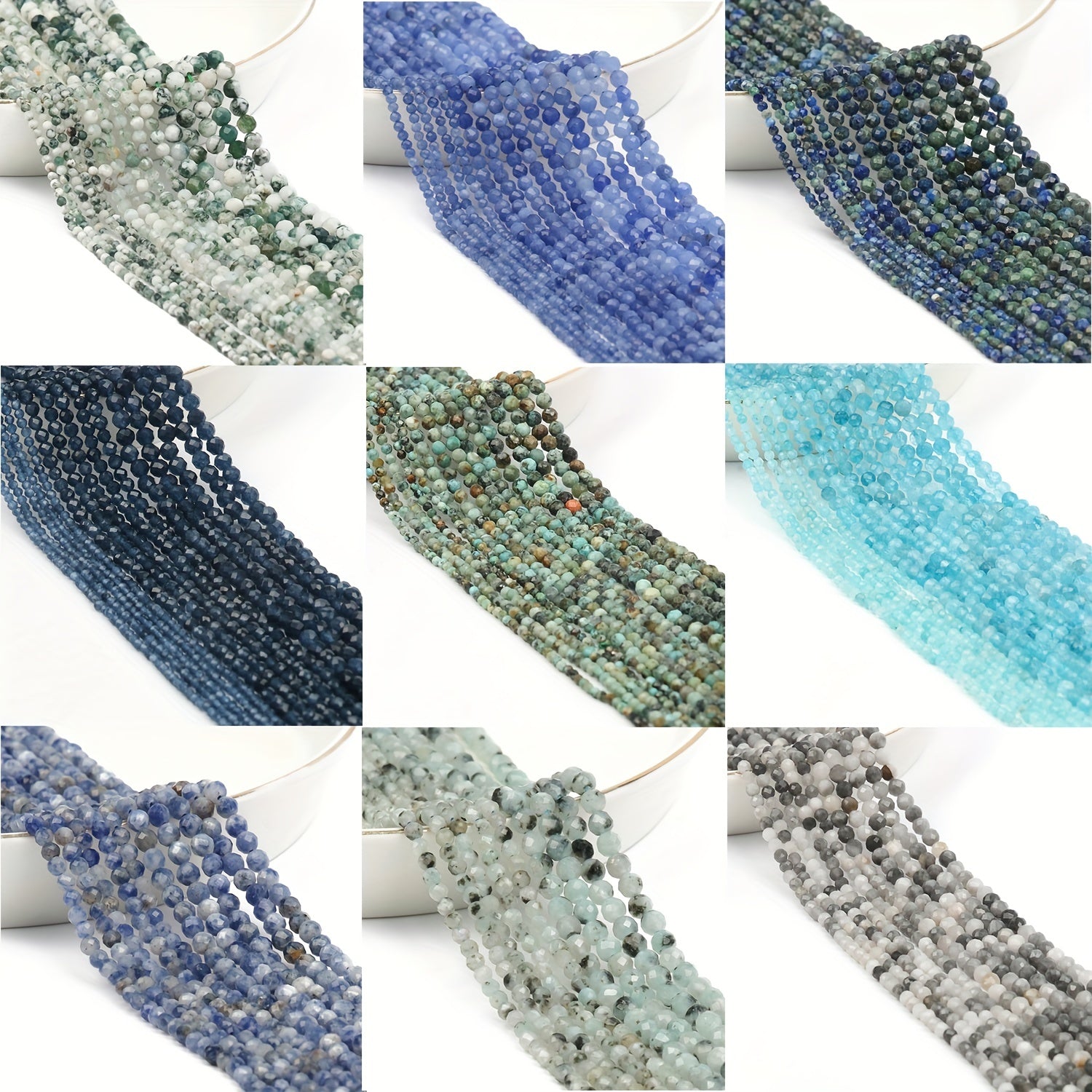 Faceted Stone Small Beads Tree Agate Lapis Lazuli Sapphire Chalcedony Spacer