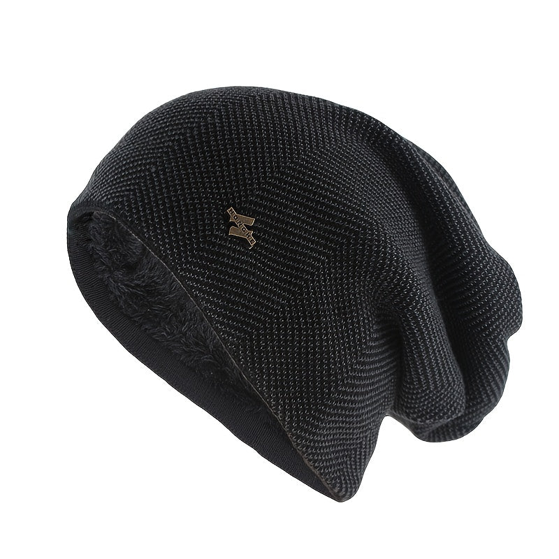 Men's Fleece Thickened Knitted Hat Winter Ear Protection Cap