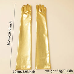 Bright PU Leather Long Gloves for Party Prom Performance