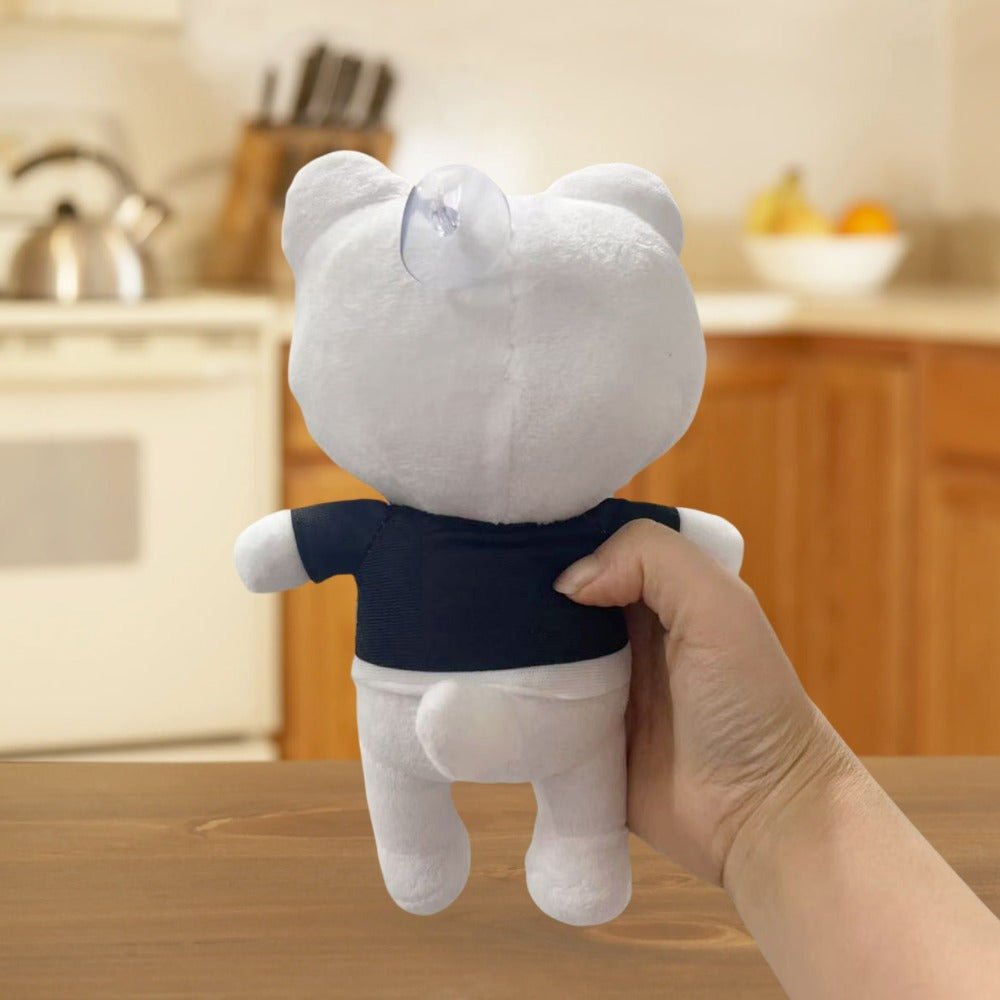 Soft Plush Bear Stuffed Animal Doll with Expressive Eyes & Pink Ears