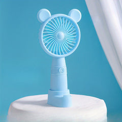 USB Charging Handheld Fan with Mobile Phone Stand Holder Cartoon Shape