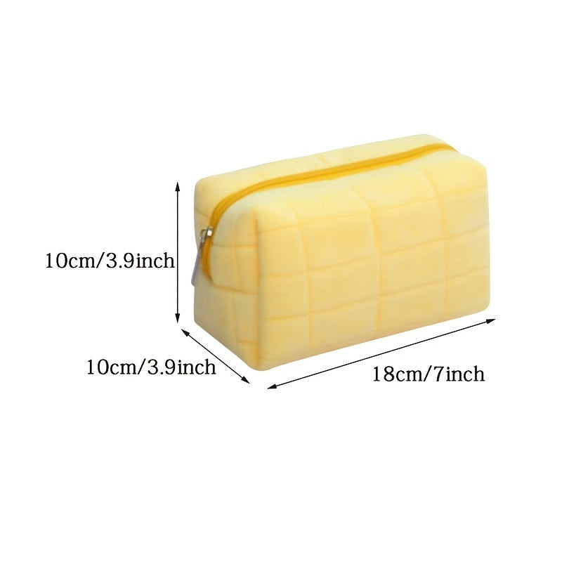 Checkered Cosmetic Bag Travel Storage Toiletry Large Capacity Pink