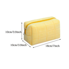 Checkered Cosmetic Bag Travel Storage Toiletry Large Capacity Pink