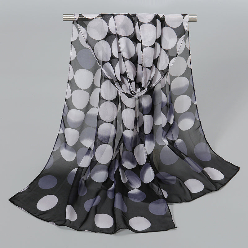 Chiffon Scarf Gradient Dot Print Classic Shawl