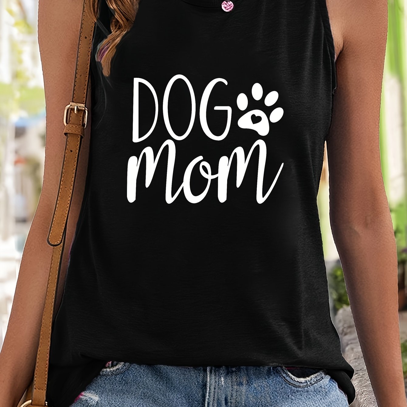 Paw & Letter Print Sleeveless Sports Vest Round Neck
