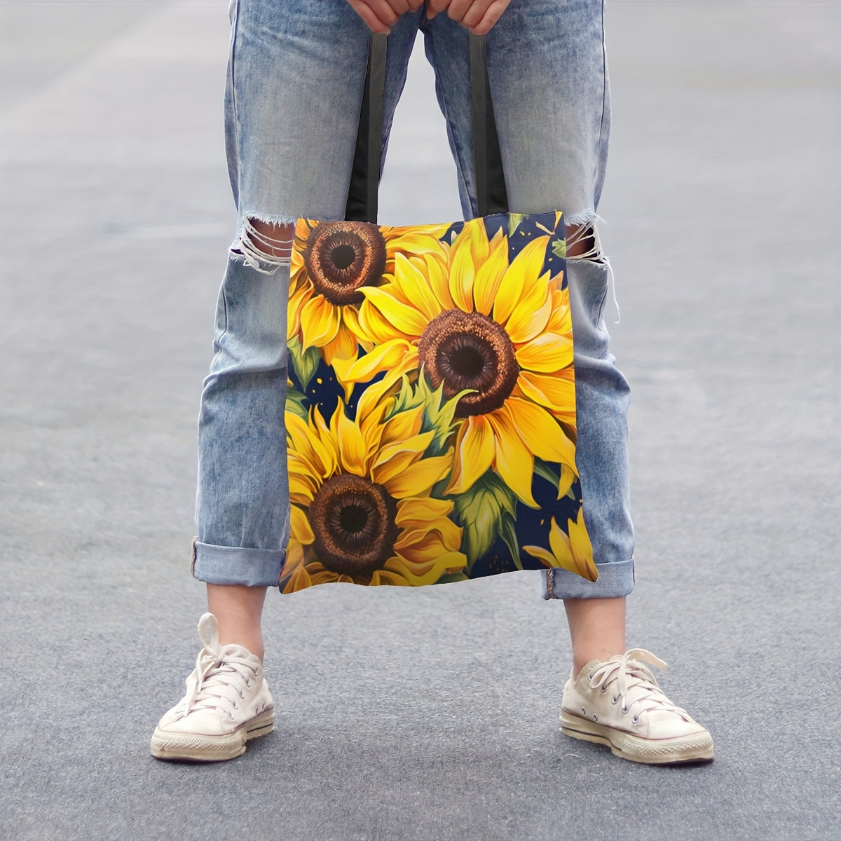 Large Capacity Sunflower Tote Bag Stylish Handbag for Women