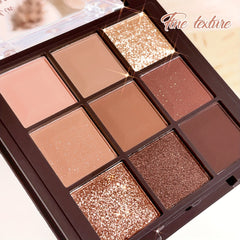 Nature Inspired 9 Shade Eyeshadow Palette with Matte Shimmer & Glitter Finishes