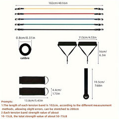 45-36 KG Tension Rope Resistance Band for Yoga Gym Strength Training - 11pcs