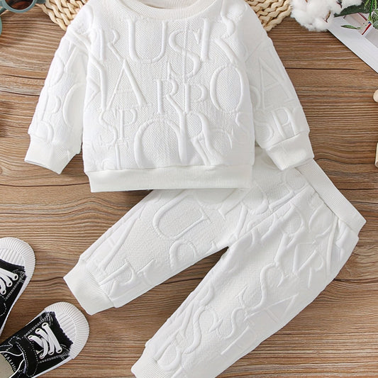 Newborn Baby Girls Letter Sweatshirt & Sweatpants Set For Autumn And Spring