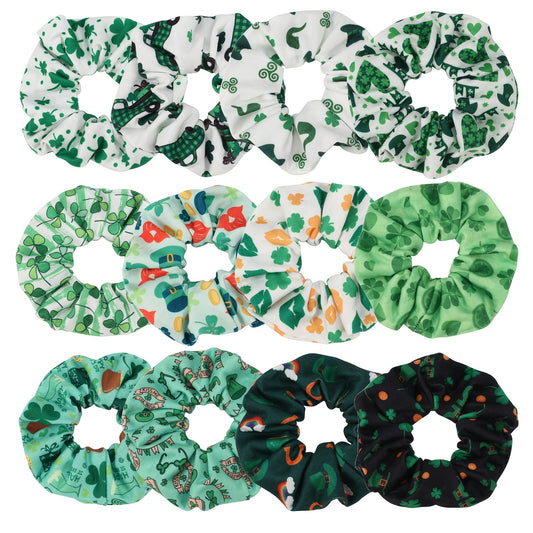 St. Patrick's Shamrock Hair Scrunchies Set