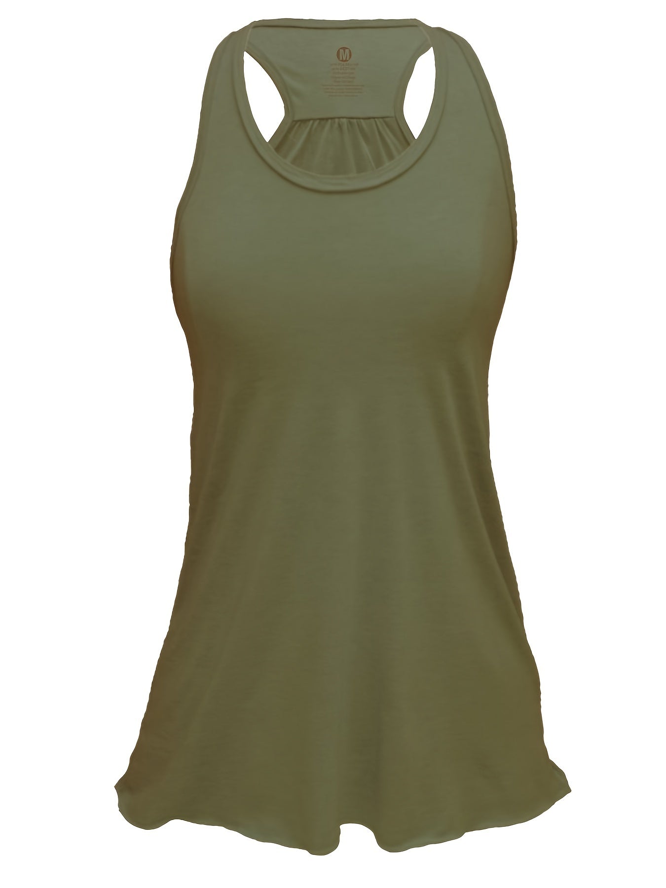 Sporty Tank Top Women's Plus Round Neck Cut Out Stretch Tank Top