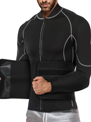 Men's Adjustable Waist Trimmer Sweat Sauna Jacket for Weight Loss