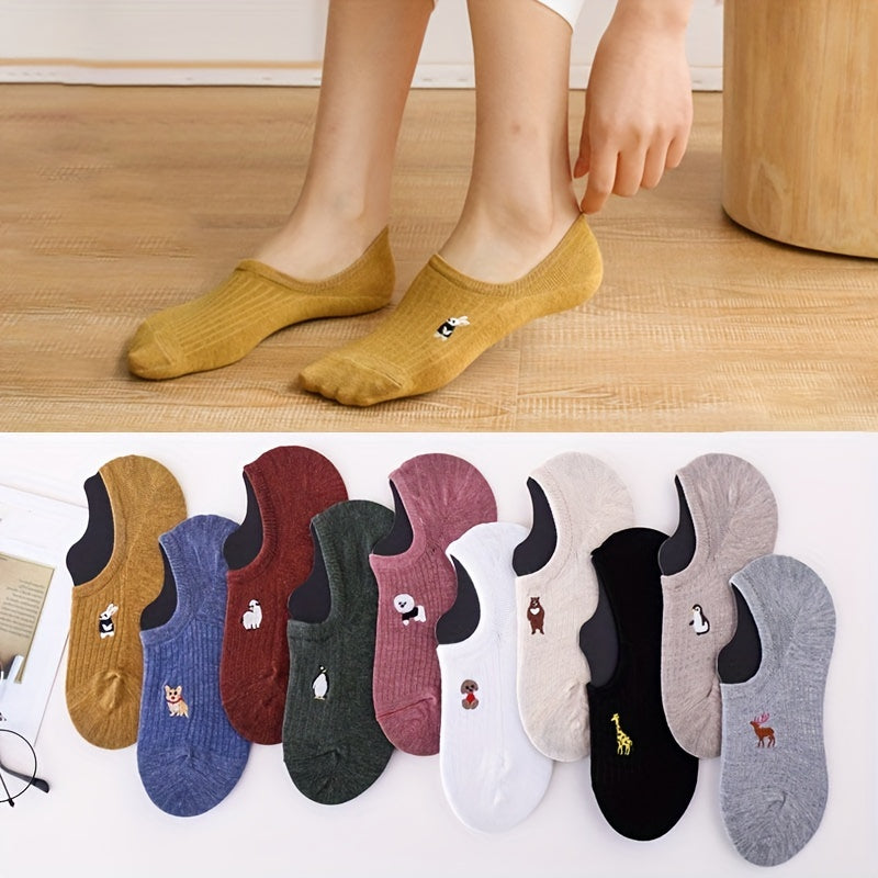 10 Pairs Cartoon Animal Socks Women's Ankle Stockings