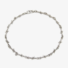 Men's Spiked Thorns Metal Barbed Wire Chain Necklace