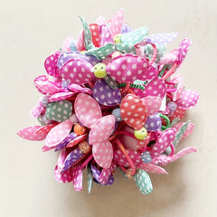 100pc Colourful Rabbit Ear Hair Bands Elastic Mixed Print Bowknot Hair Ropes