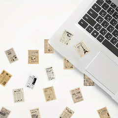 Vintage Newspaper Stickers - 63pcs Retro Waterproof Vinyl Sticker