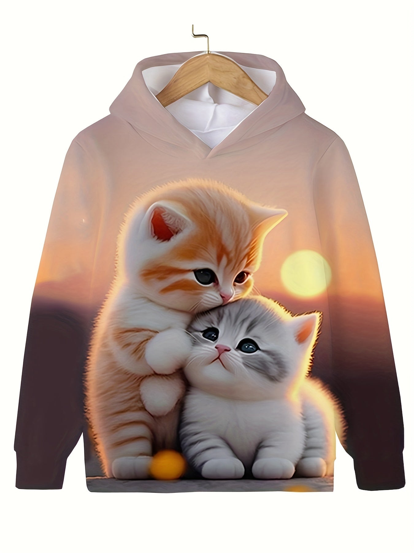 Sunset Kitten Graphic Hooded Sweatshirt