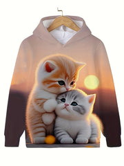 Sunset Kitten Graphic Hooded Sweatshirt