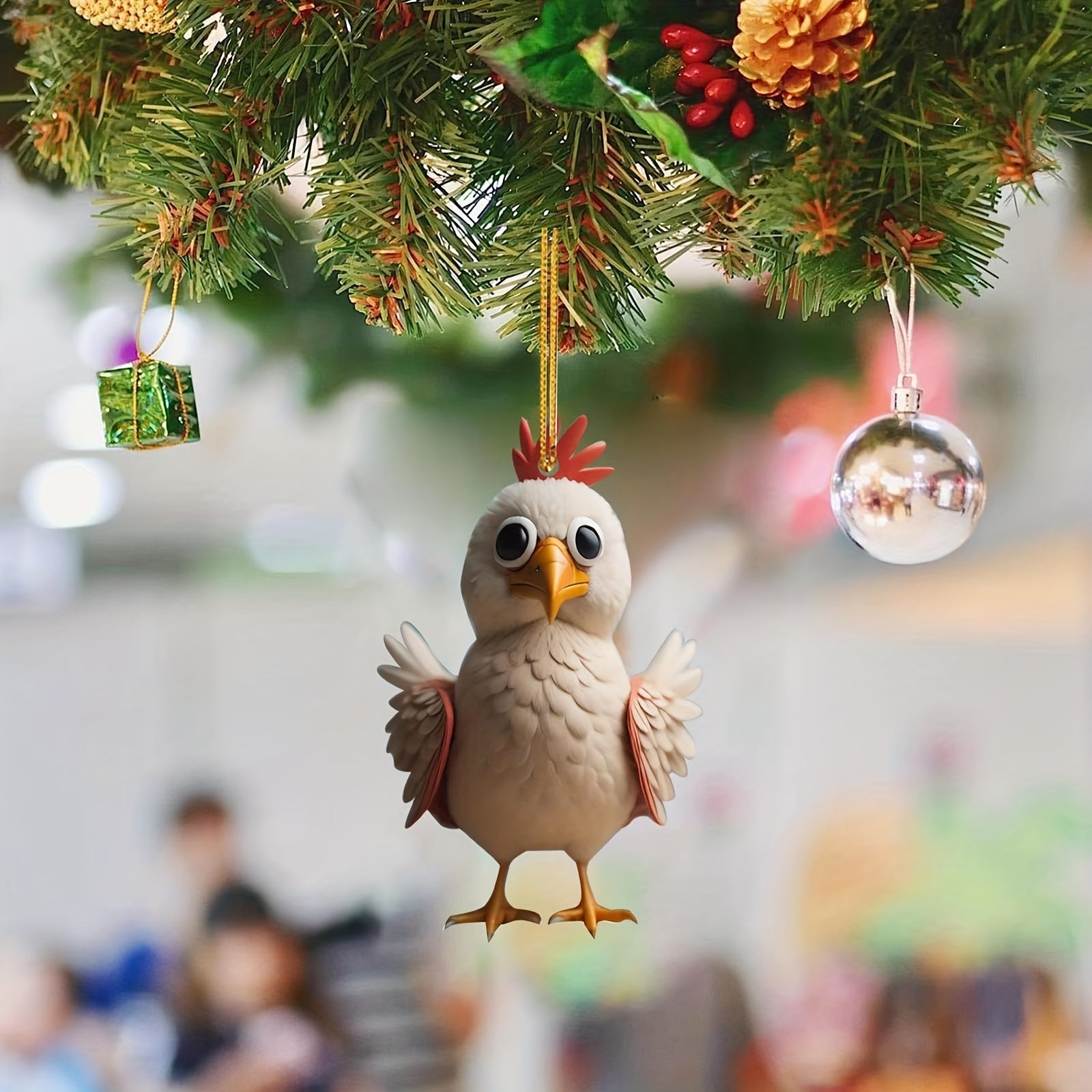 Christmas Halloween Rooster Chicken Acrylic Pendant Tree Decoration