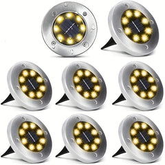 8LED Solar In Ground Lights for Lawns Yards Decks Walkways