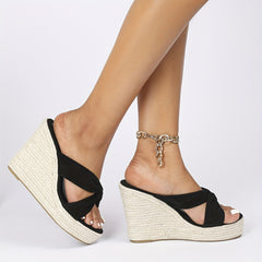 Women's Cross Strap Platform Wedge Sandals