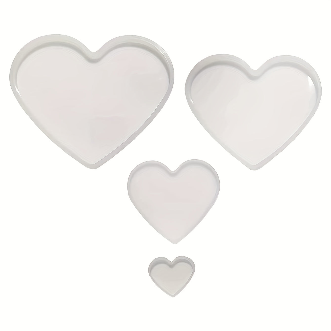 4pcs Heart Resin Mold Love Heart Shape Epoxy Mold