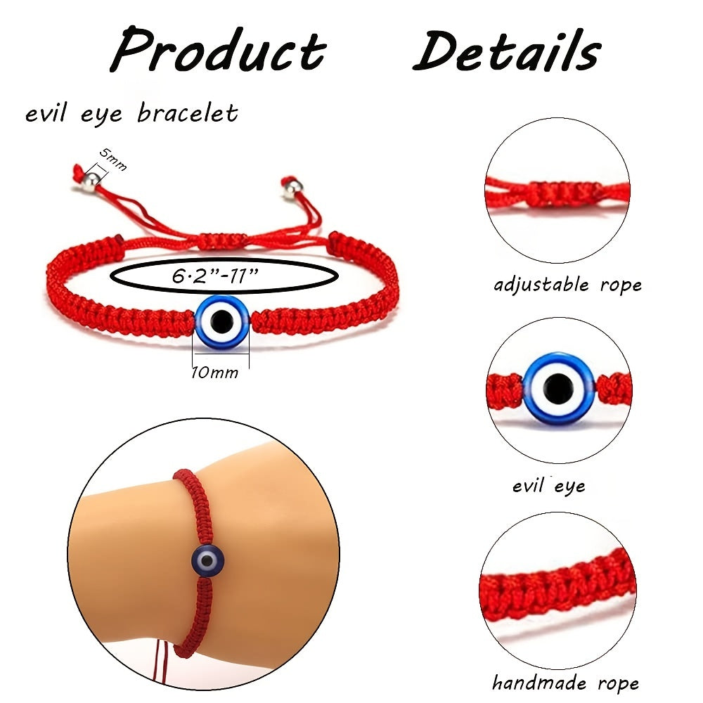 18 Pcs Red Devil Eye Protection Bracelet Adjustable Mexican Bracelet