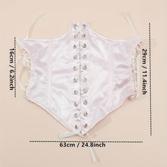 Pink Lace up Cincher Elastic Corset Waistband Belt Waspie Waist Belt