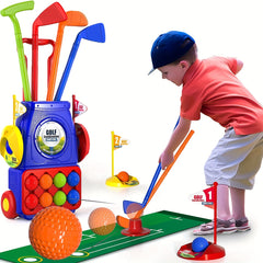 Toddler Golf Set Kids Toys Upgrade Kids Golf Cart Toy Set with 4 Clubs