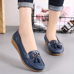 Women's Hollow Out Loafers Breathable Slip On Solid Flat Shoes