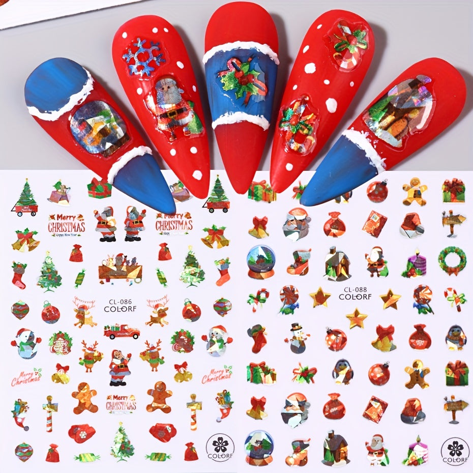 3D Christmas Nail Art Sticker Green Christmas Tree Self Adhesive Sliders