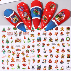 3D Christmas Nail Art Sticker Green Christmas Tree Self Adhesive Sliders